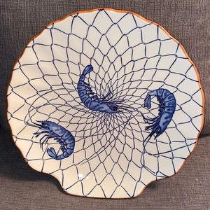 Vintage 1980’s Blue & White Shell Shaped Prawn Platter - Made by Asahi in Japan